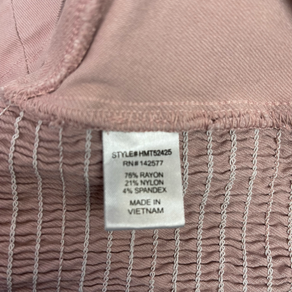 Haute Monde Denim Knit Dusty Mauve Rose Bra Halter Crop Smocked Bustier. Large - Picture 5 of 6